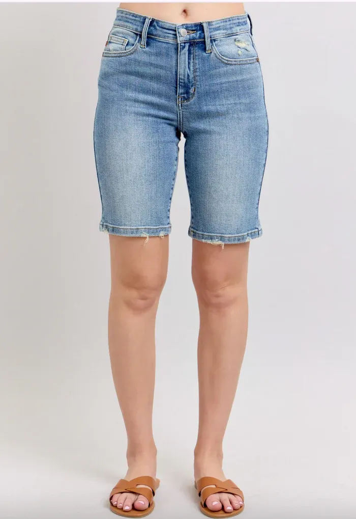High Waist Vintage Wash Bermudas