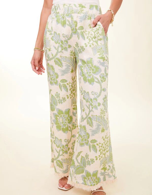 Resort Fringe Palazzo Pant Enclave Toile Surf Green S