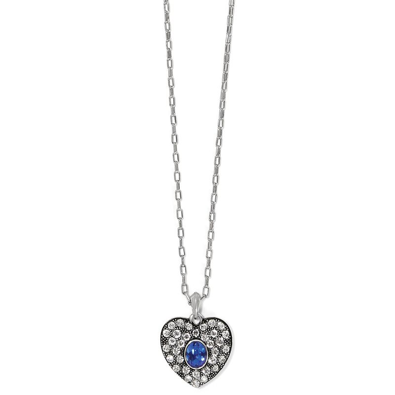Adela Heart Mini Necklace - Silver-Blue, OS
