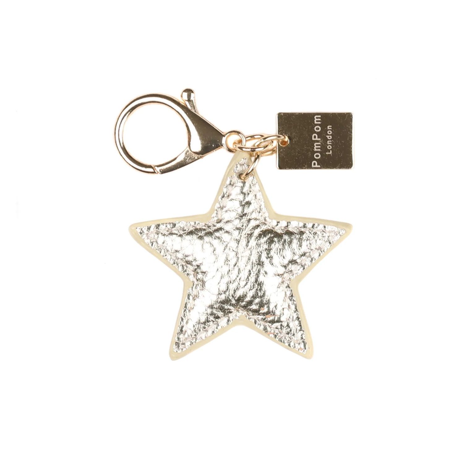 Mini Pom Pom Gold Metallic Star Keyring