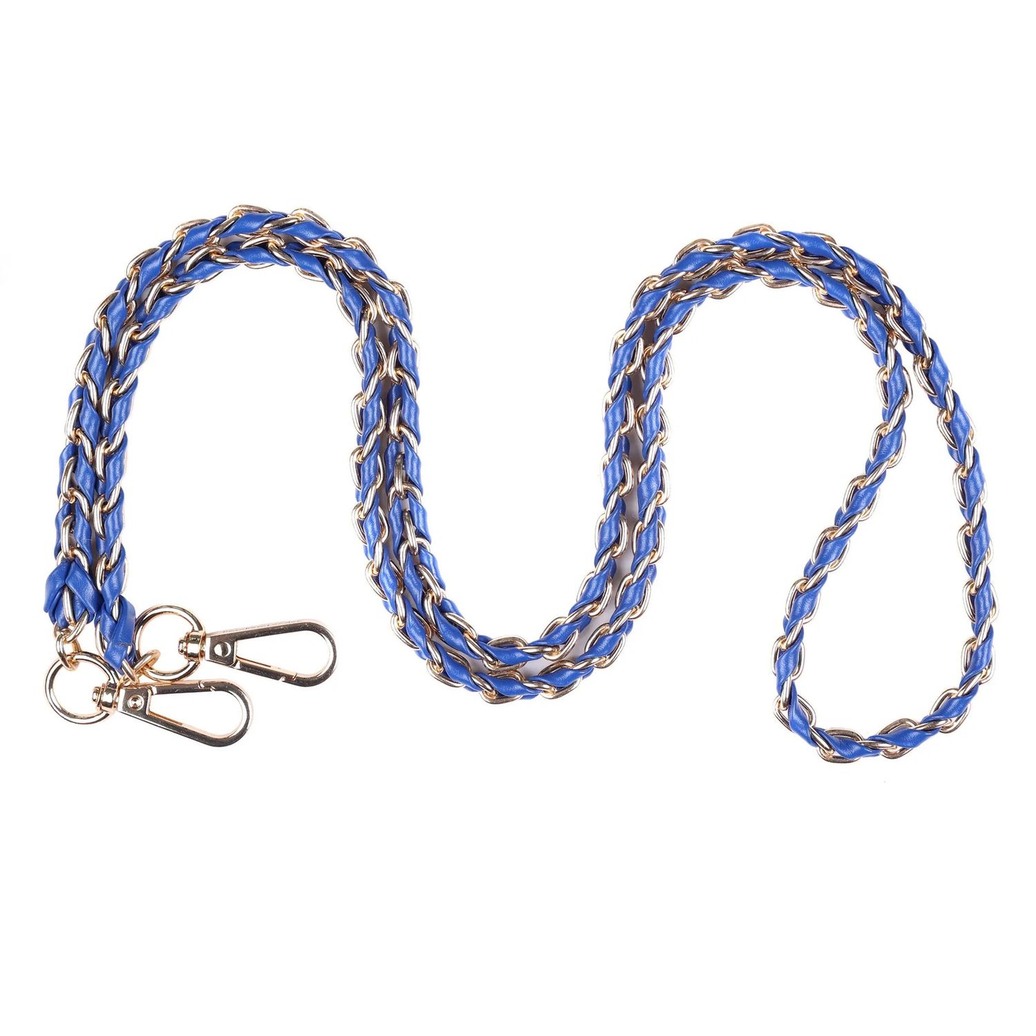 Pom Pom Strap Gold Chain Dazzling Blue Weave