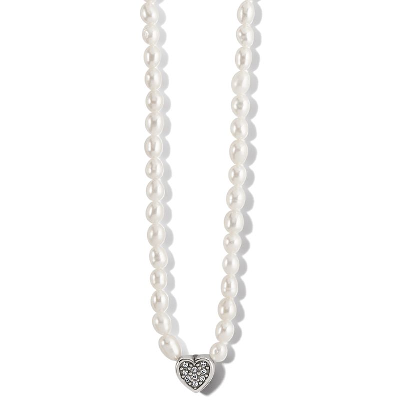 Meridian Zenith Heart Pearl Necklace Silver/Pearl