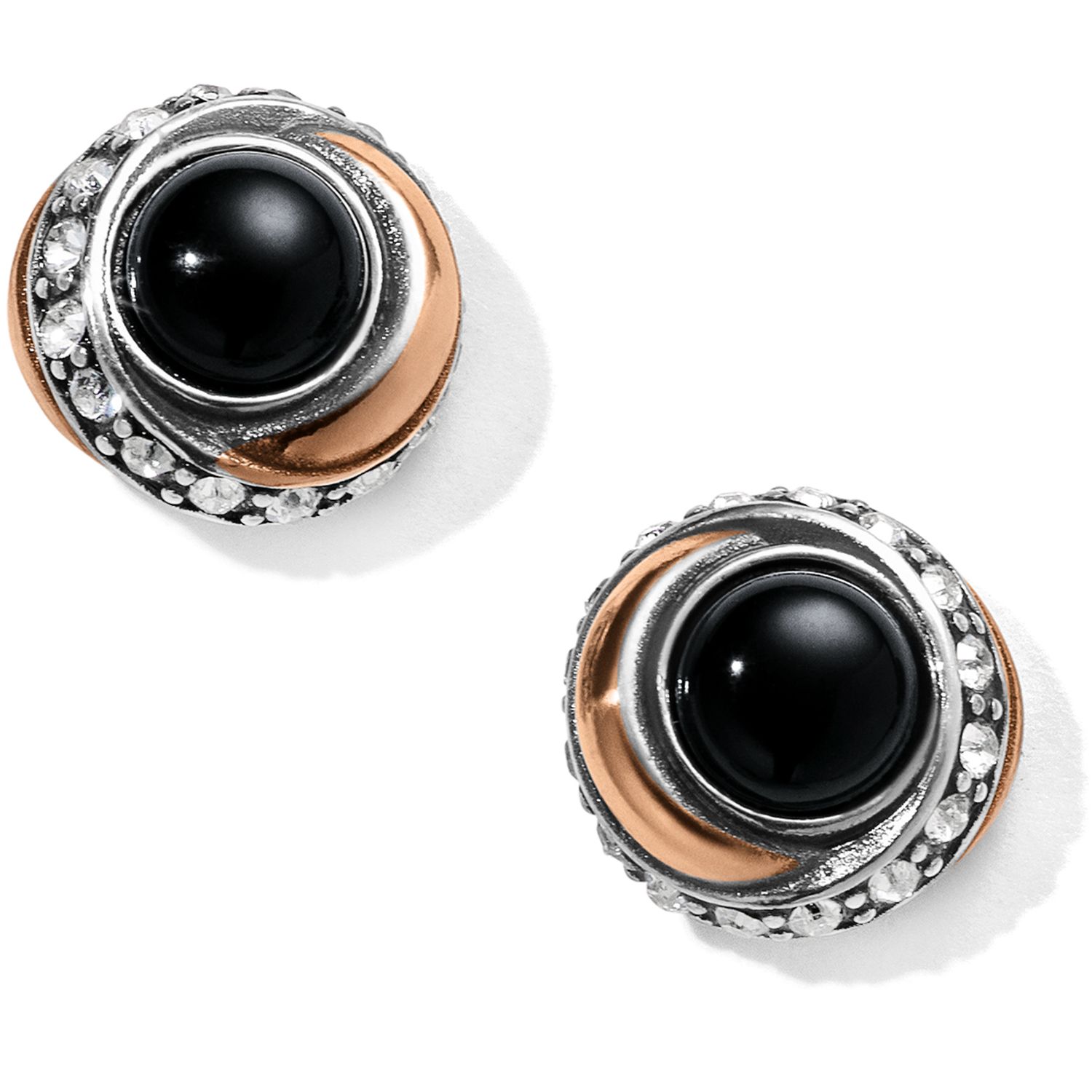 Neptune&#39;s Rings Black Agate Button Earrings Black