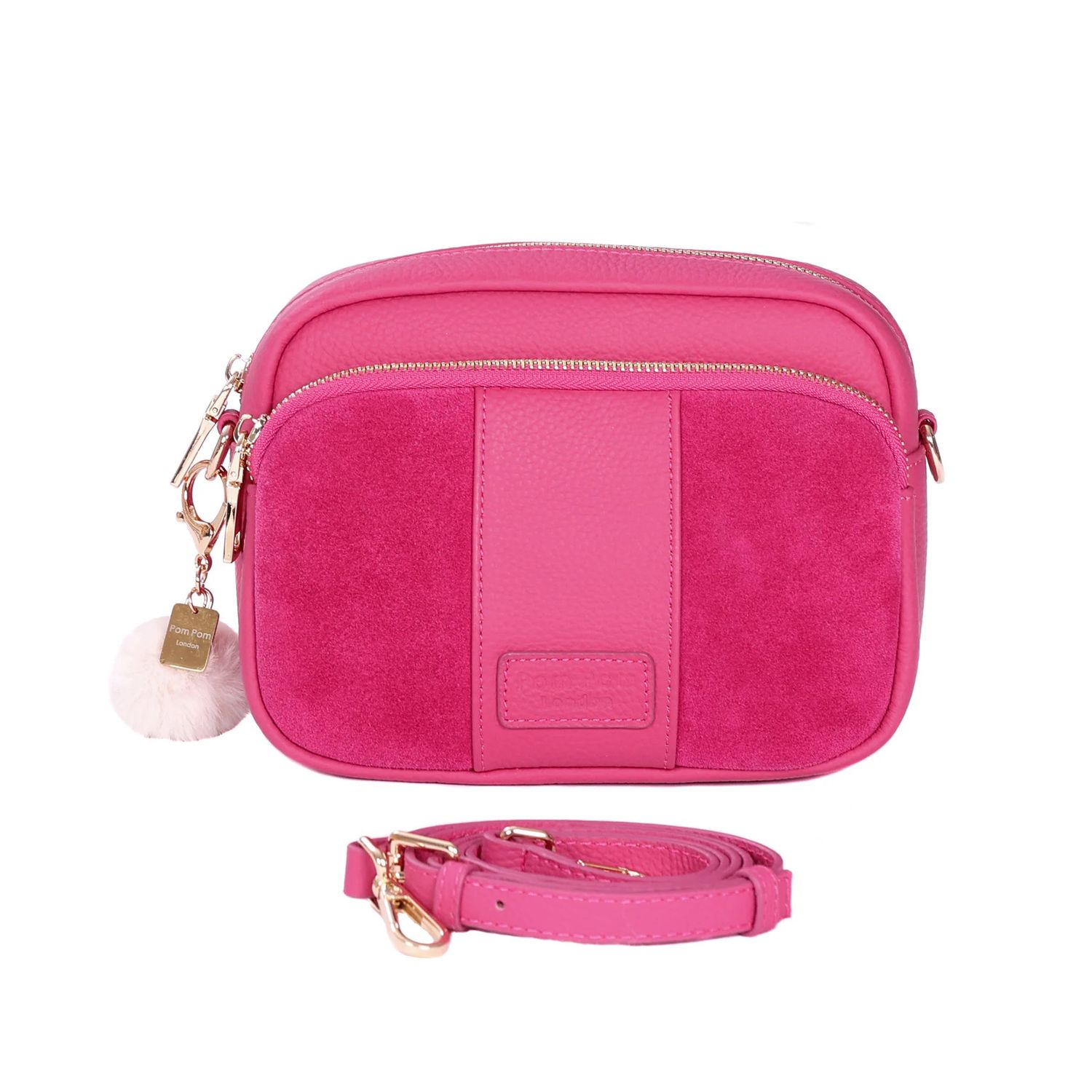 Pom Pom  Mayfair Suede &amp; Leather Bag Cerise Pink