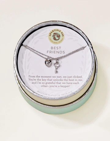 Sea La Vie Necklace 18&#39;&#39; Best Friends/Heart Key Silver 2 pc/set