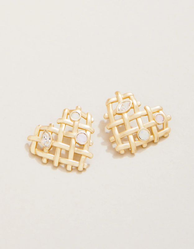 Woven Heart Earrings Crystal