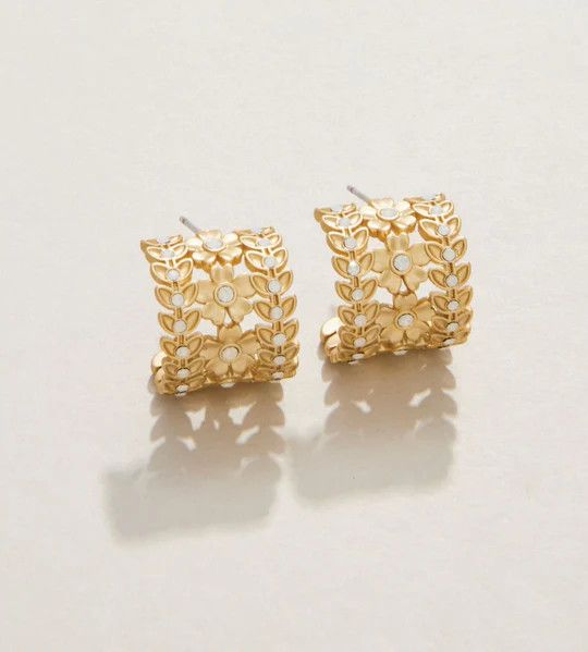 Parkwood Midi Hoop Earrings 16 mm White Opal