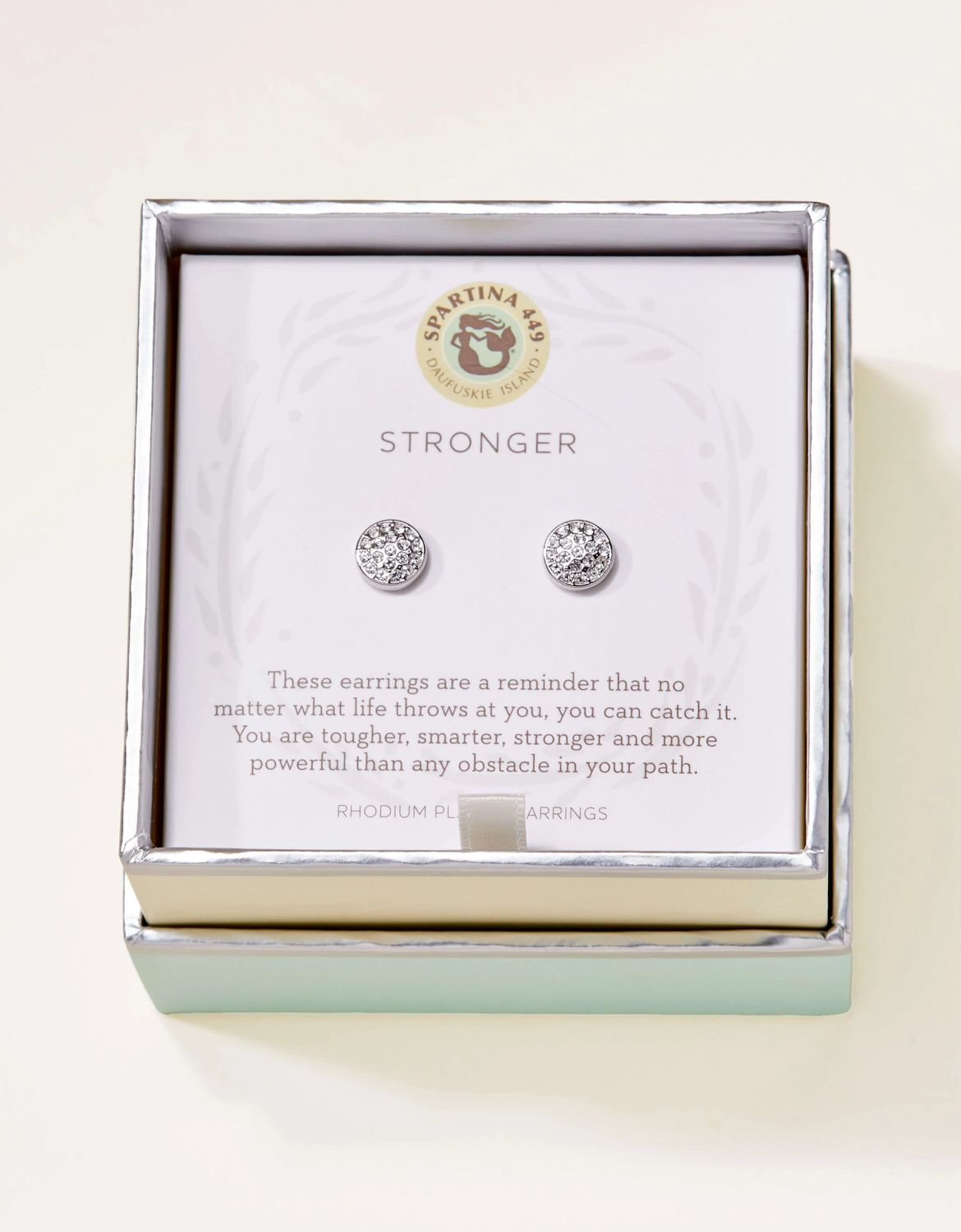 Sea La Vie Stud Earrings Stronger/Pave Disk Silver