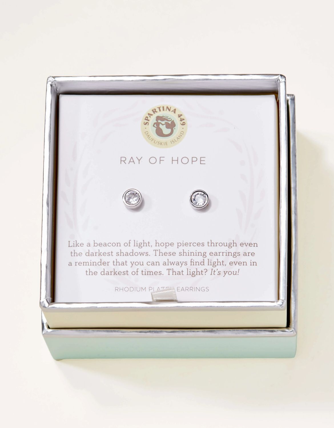 SLV Stud Earrings Ray of Hope/Gem Silver
