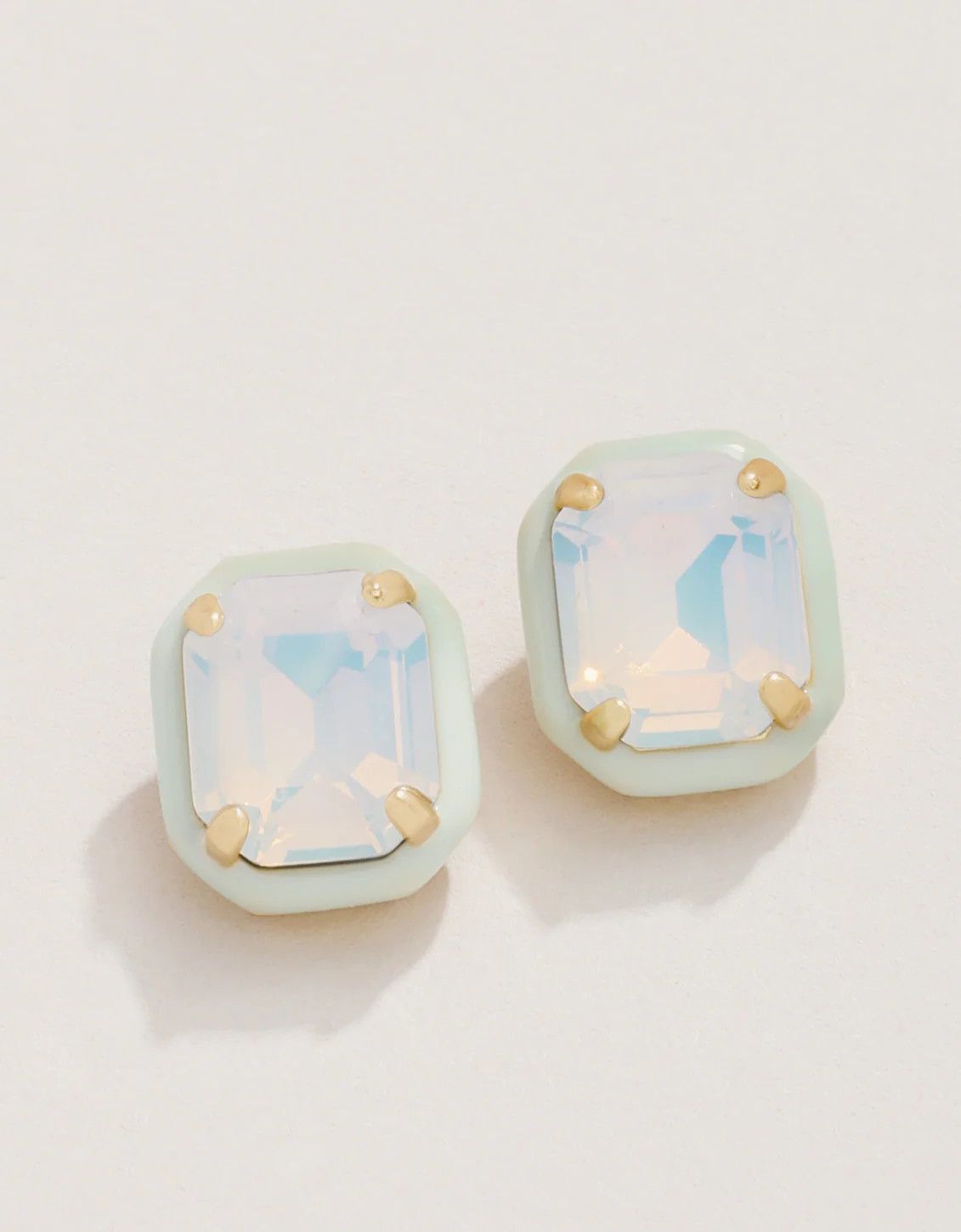 Clara Window Stud Earrings White Opal
