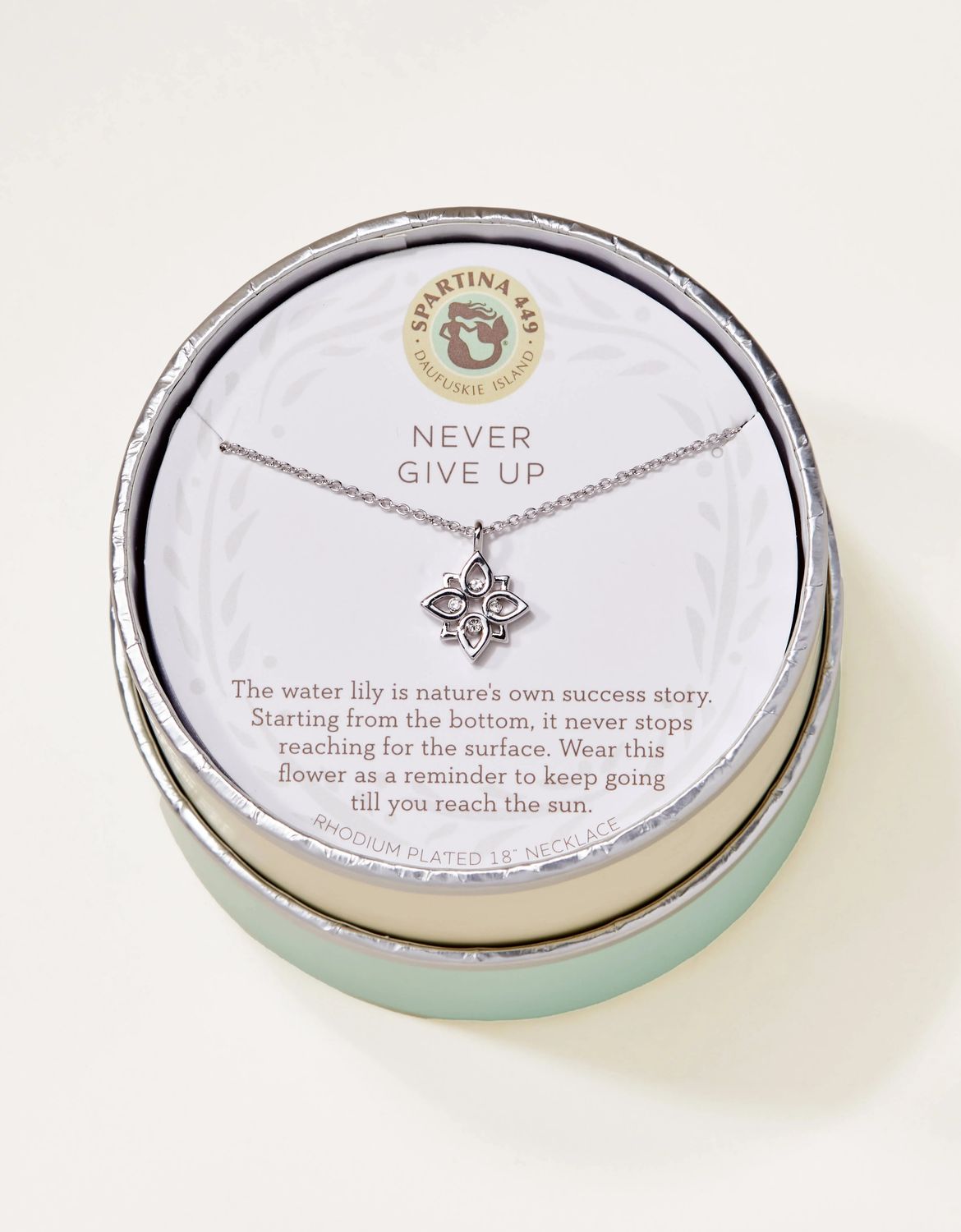 Sea La Vie Necklace 18&#39;&#39; Never Give Up/Lotus Silver
