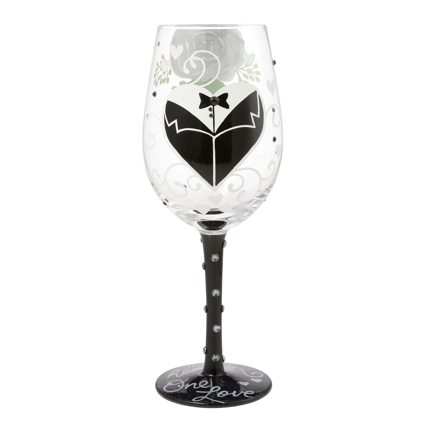 Groom Two Hearts One Love Wine Glass