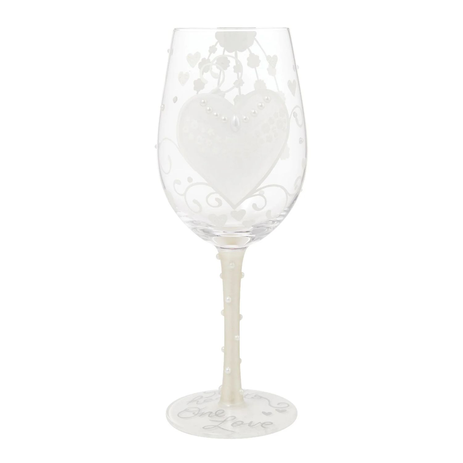 Bride Two Hearts One Love Wine Glass