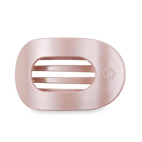 Large Flat Round Hair Clip Pearly Pink