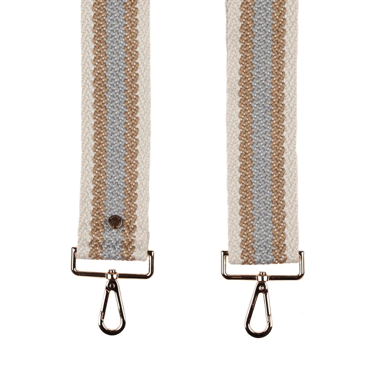 Pom Pom Strap Oatmeal Woven Stripe