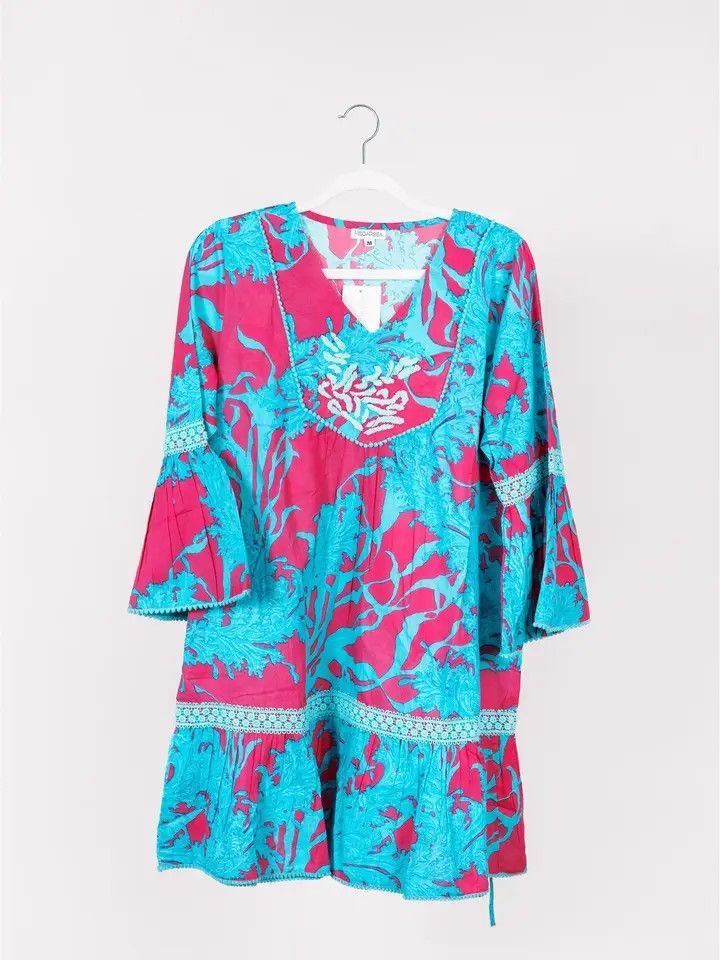Ilaria Dress, Color: Big Coral Super Pink Blue, Size: XS