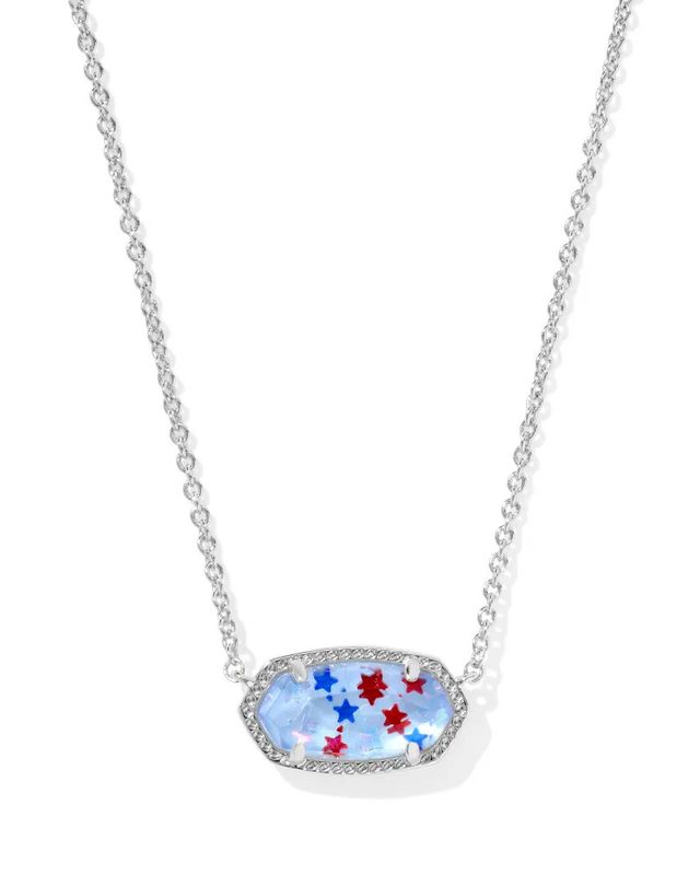 Elisa Necklace Rhodium Red White Blue Illusion