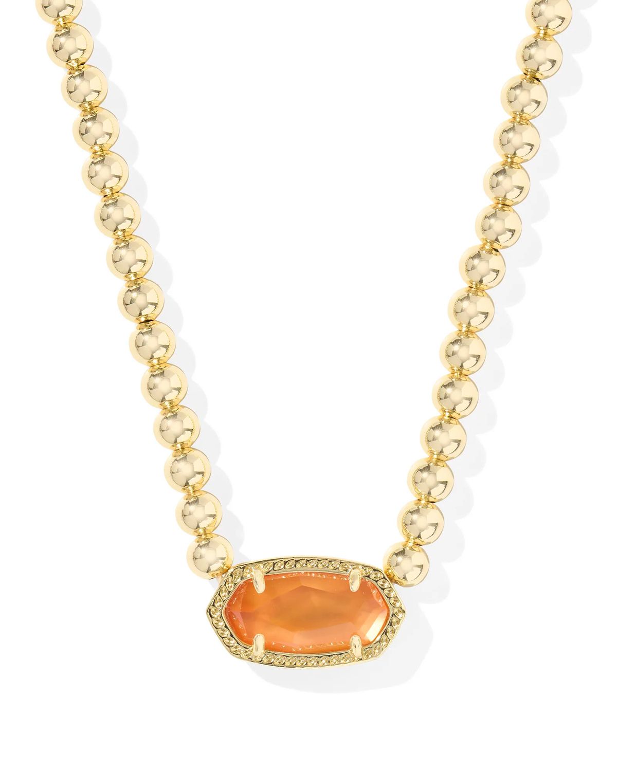 Elisa Beaded Necklace Papaya MOP Gold
