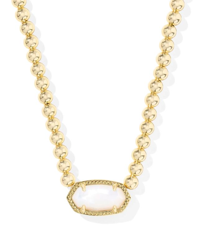 Elisa Beaded Necklace Gold Ivory MOP