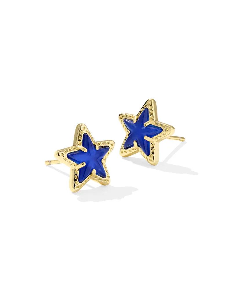 Cassidy Stud Earrings Gold Cobalt Illusion