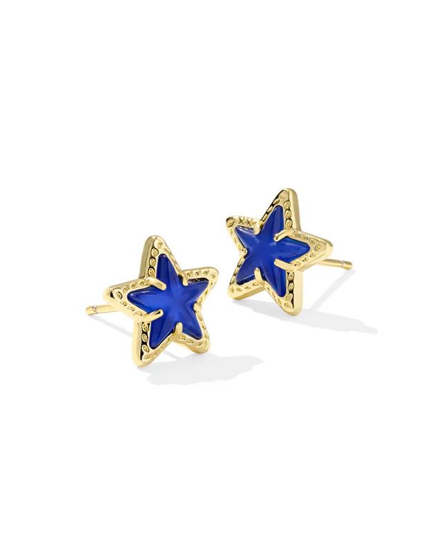 Cassidy Stud Earrings Gold Cobalt Illusion