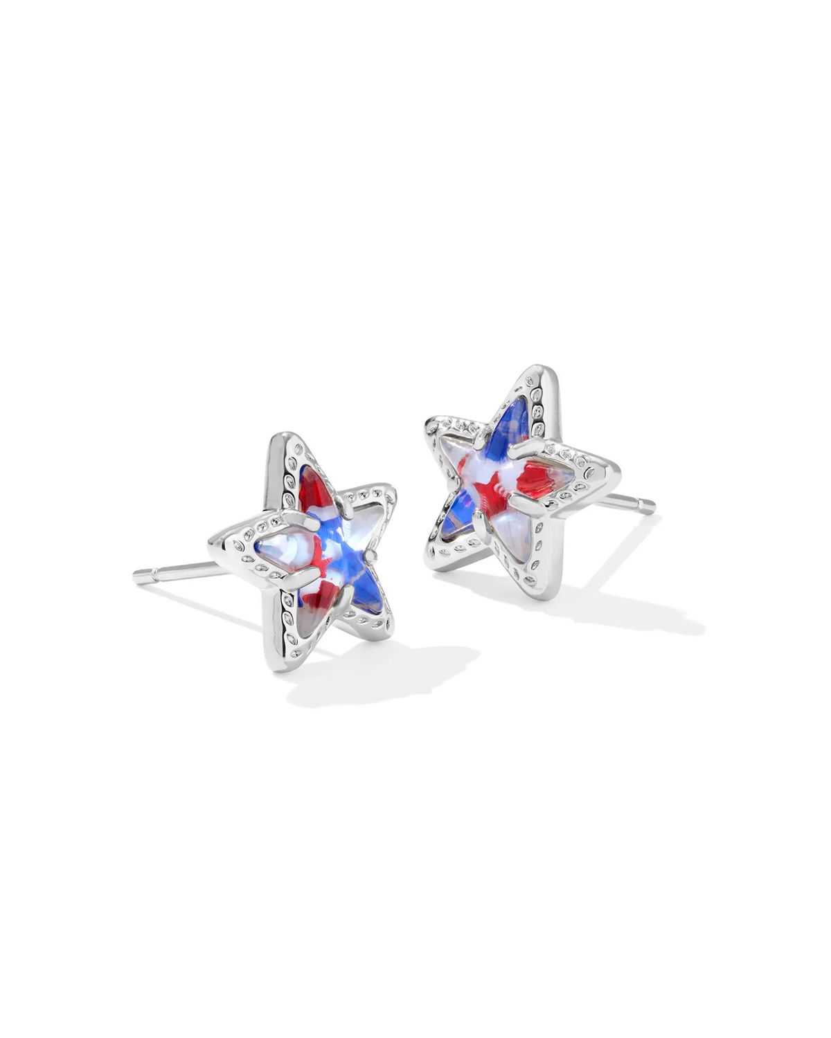 Cassidy Stud Earrings Rhodium Red White Blue Illusion