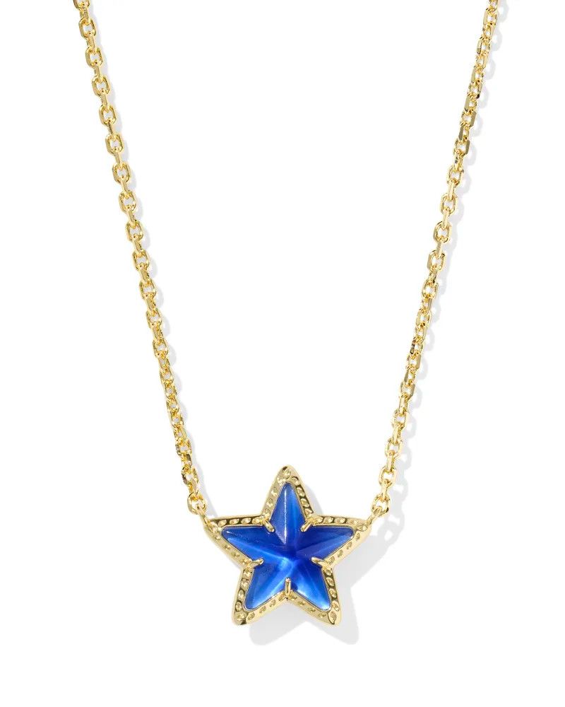 Cassidy Short Pendant Necklace Gold Cobalt Illusion