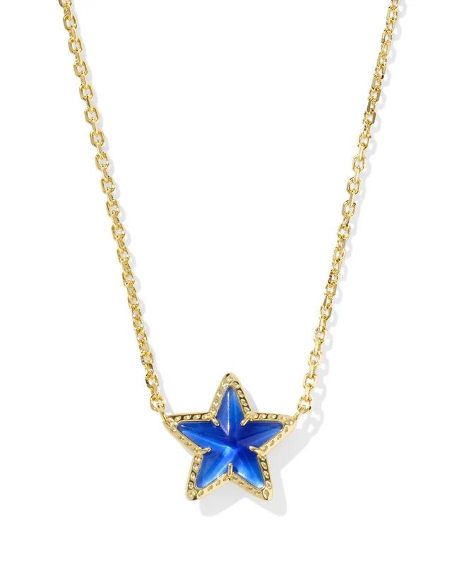 Cassidy Short Pendant Necklace Gold Cobalt Illusion