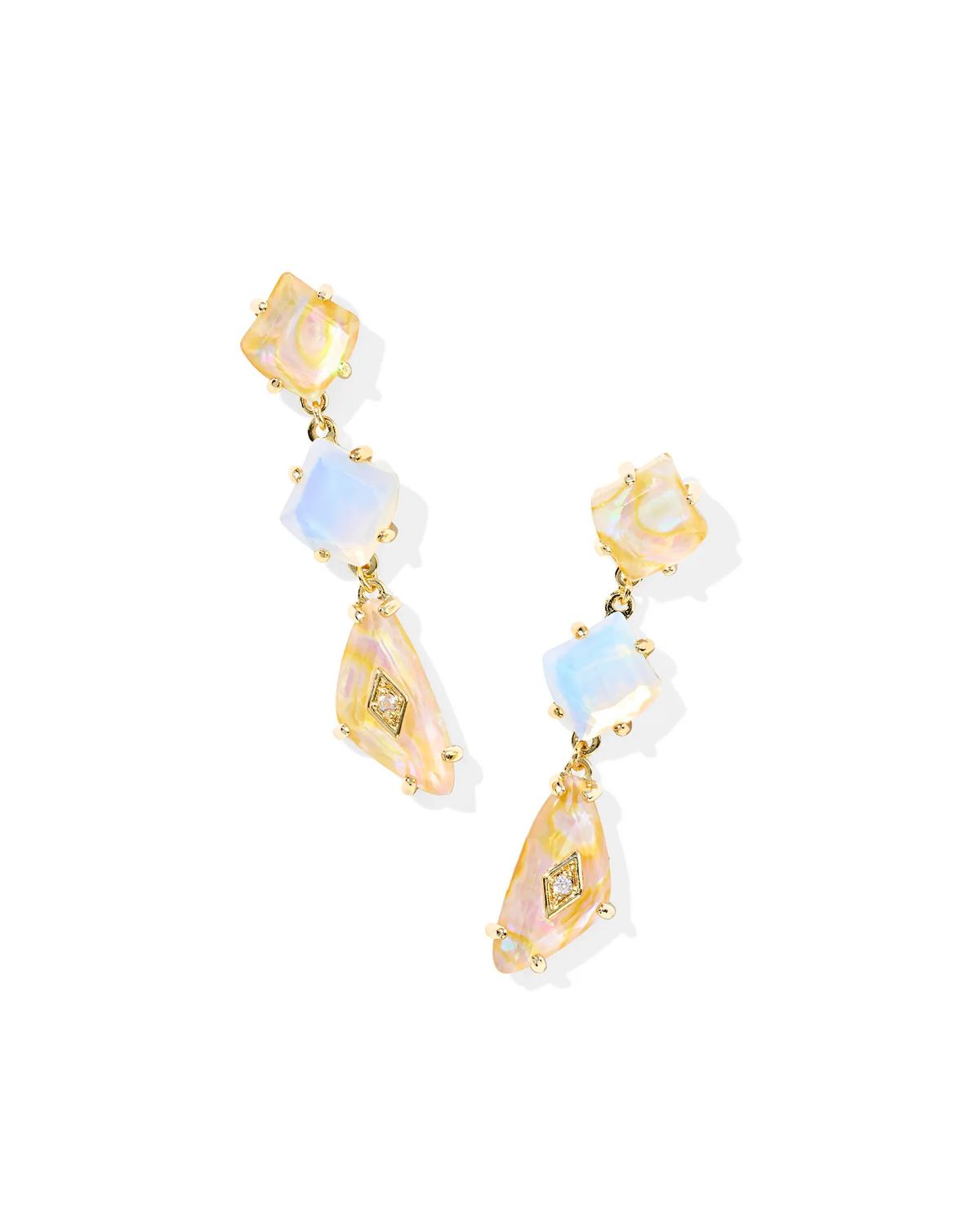 Bianca Linear Earrings Gold Iridescent White Mix