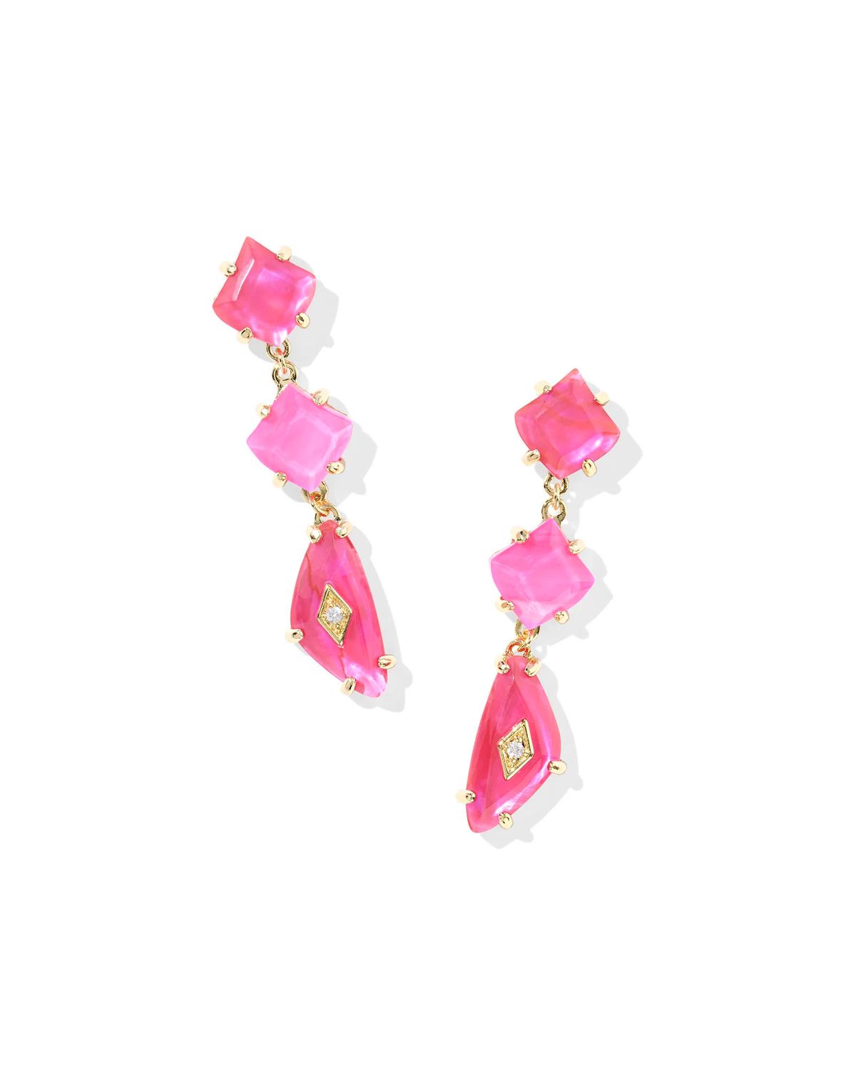 Bianca Linear Earrings Gold Pink Mix