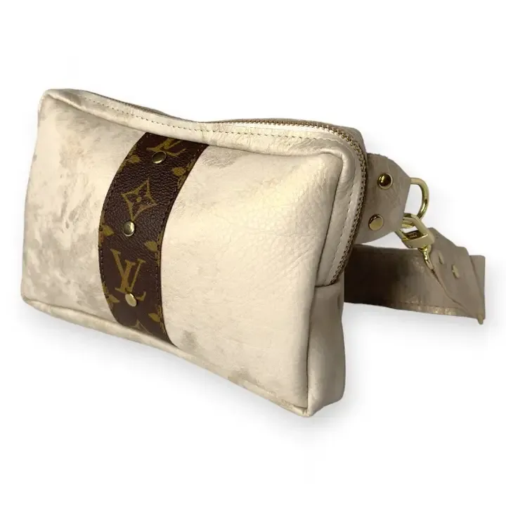 Bella Belt Bag in Stone Leather Upcycled LV