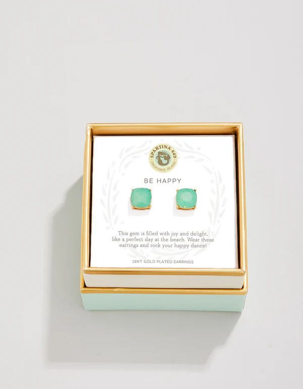 Sea La Vie Stud Earrings Happy/Sea Green Gold