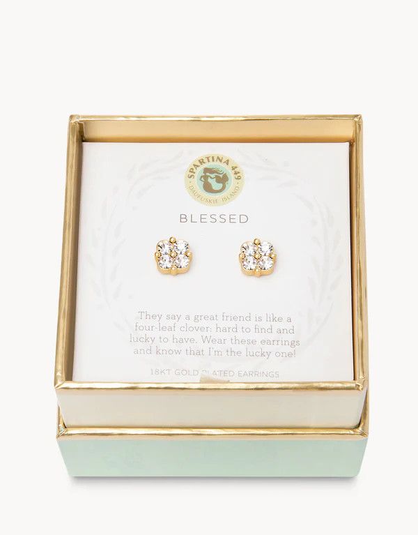 Sea La Vie Stud Earrings Blessed/Crystal Clover Gold