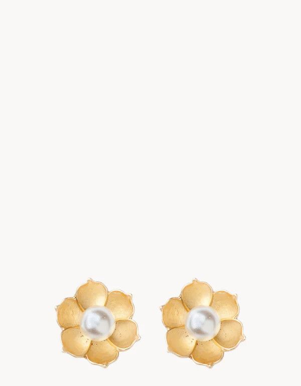 Sea La Vie Stud Earrings Bloom/Magnolia Flower Gold