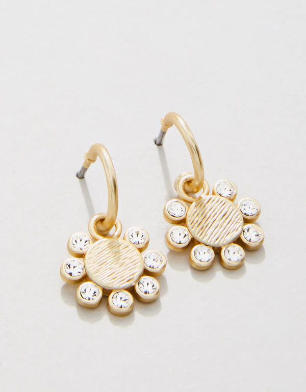 Whirly Drop Hoop Earrings Crystal
