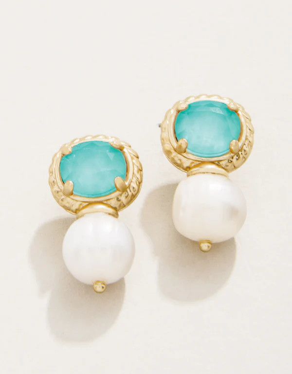 Karina Petite Pearl Stud Earrings Ocean Blue