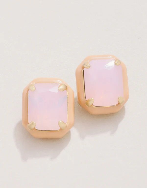 Clara Window Stud Earrings Rose Opal