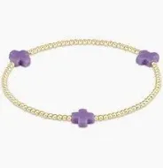 Signature Cross Gold Pattern 2mm Bead Bracelet Purple