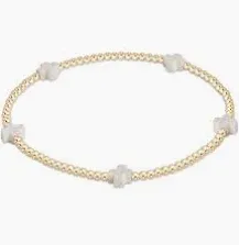 Signature Cross Small Gold Pattern 2mm Bead Bracelet Off White