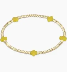 Signature Cross Small Gold Pattern 2mm Bead Bracelet Canary