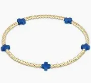 Signature Cross Small Gold Pattern 2mm Bead Bracelet Cobalt