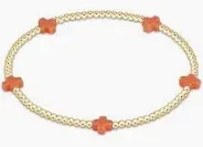 Signature Cross Small Gold Pattern 2mm Bead Bracelet Coral