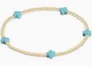Signature Cross Small Gold Pattern 2mm Bead Bracelet Mint