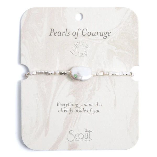 Pearl Affirmation Bracelet Courage Silver