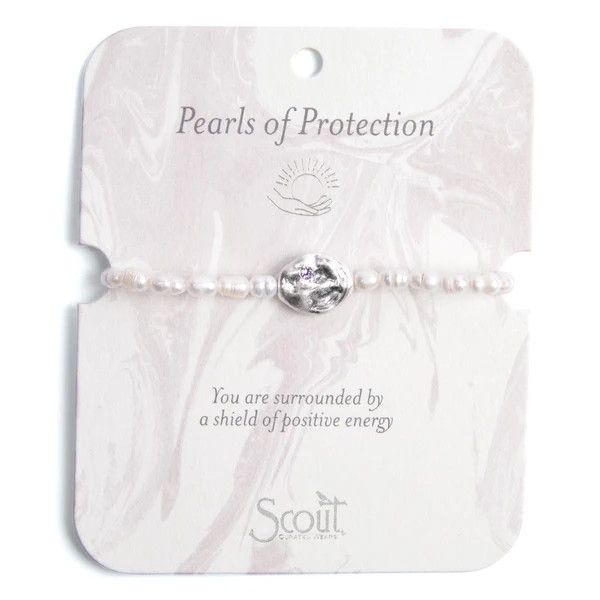 Pearl Affirmation Bracelet Protection Silver