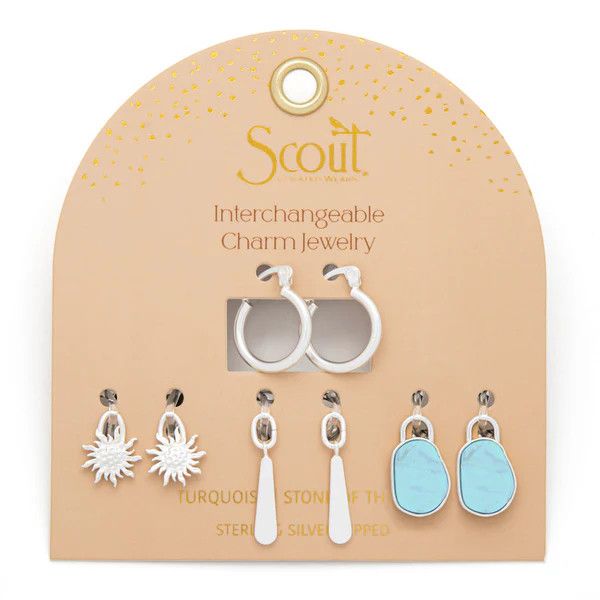 Interchangeable Charm Earring - Turquoise/Sky/Silver