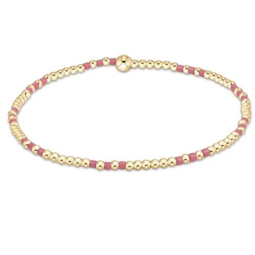 Hope Joy Pattern 2mm Bead Bracelet Bright Pink