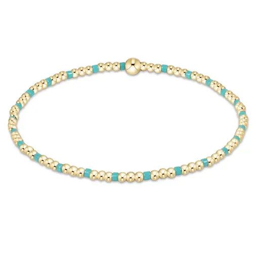Hope Sincerity Pattern 2mm Bead Bracelet Turquoise