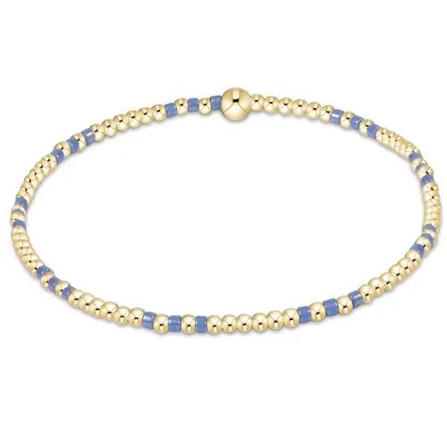 Hope Joy Pattern 2mm Bead Bracelet Bright Blue