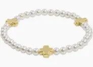 Signature Cross Pearl Pattern 4mm Bracelet Gold